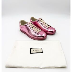 Gucci Ace GG Metallic Pink Sneakers Trainers EU 37 US 7